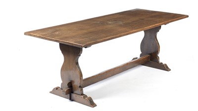 Lot 1356 - A substantial 18th Century style oak refectory dining table