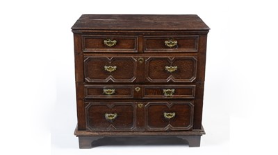 Lot 1358 - A late 17th century oak chest of drawers