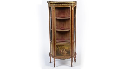 Lot 1360 - An ornate Louis XV style walnut china cabinet/vitrine, late 19th/early 20th Century