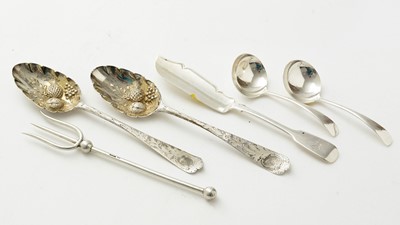 Lot 110 - A pair of late 18th Century silver tablespoons and other items