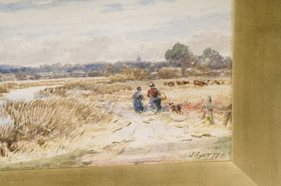 Lot 285 - John Syer - Figures Strolling Alongside a River (1877) | watercolour