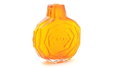 Lot 82 - Whitefriars Tangerine glass Banjo vase