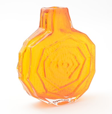 Lot 82 - Whitefriars Tangerine glass Banjo vase