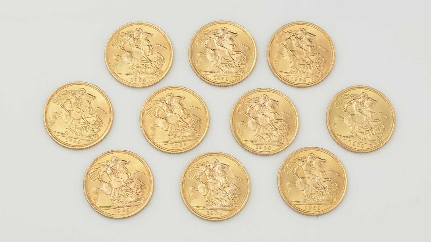 Lot 818 - Ten Elizabeth II gold sovereigns, all 1963