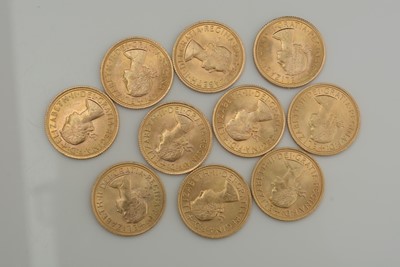 Lot 827 - ﻿ten Elizabeth II gold sovereigns: 6x 1963 and 4x 1966
