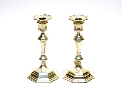 Lot 846 - A pair of silver candlesticks, by William Hutton & Sons Ltd