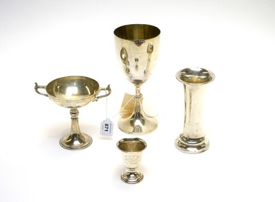 Lot 871 - A silver chalice cup, and others