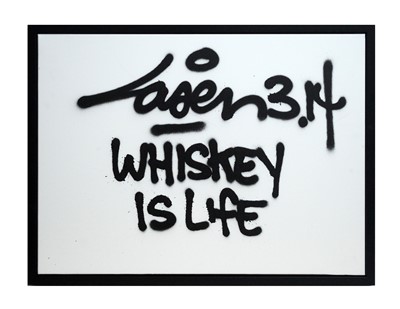 Lot 166 - Laser 3.14 - Whiskey is Life | spray paint on box canvas