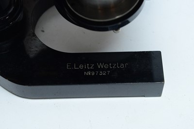 Lot 431 - A J Swift and Son of London ebonised microscope together with a E Leitz Wetzlar microscope
