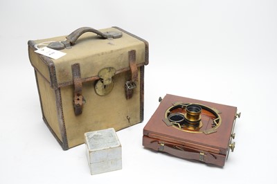 Lot 439 - A quarter plate camera with slides retailed by George Mason of Glasgow