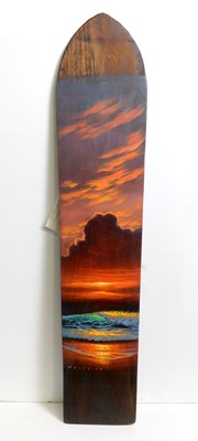 Lot 207 - Walfrido Garcia - Sunset Wave on an Alaia surfboard | oil