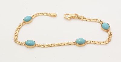 Lot 714 - Turquoise cabochon set ring, bracelet and earrings