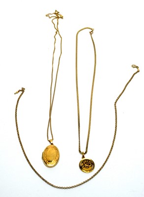 Lot 959 - 9ct gold and yellow metal pendant necklaces