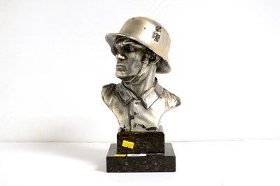 Lot 299 - A white metal bust of a German Stormtrooper