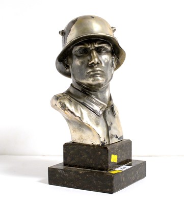 Lot 299 - A white metal bust of a German Stormtrooper