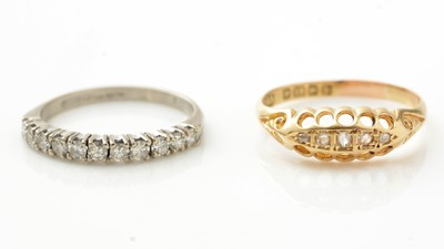 Lot 981 - Two diamond rings in 18ct gold mounts