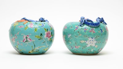 Lot 840 - Two Chinese turquoise ground pots