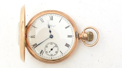 Lot 1034 - Waltham & Co, Massetussetes: a 9ct yellow gold cased half hunter pocket watch