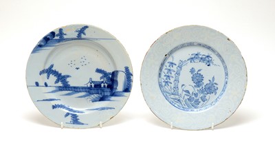Lot 886 - Two English Delftware plates