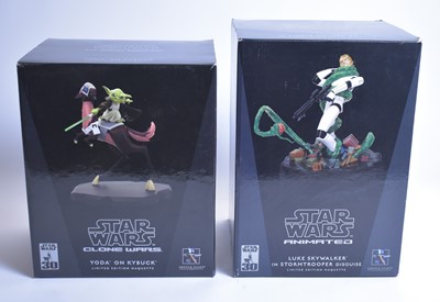 Lot 282 - Gentle Giant Ltd. Star Wars Animated Yoda and Luke Skywalker Maquettes.