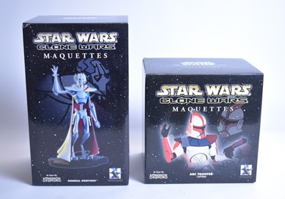 Lot 286 - Gentle Giant Ltd. Star Wars General Grievous and Arc Trooper Clone Wars Maquettes.