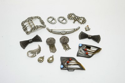 Lot 1105 - A selection of 19th Century paste set buckles, and an Art Nouveau German belt buckle