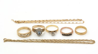 Lot 1137 - A diamond ring, on 18ct gold shank and other jewellery