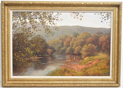Lot 661 - Jean Hamilton-George - Cattle in the Shallows of a River | oil