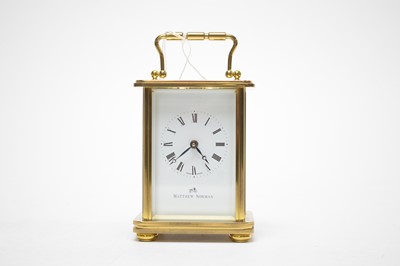 Lot 371 - A Matthew Norman brass cased carriage clock