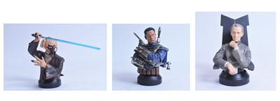 Lot 309 - Gentle Giant Ltd. Star Wars Jango Fett, Grand Moff Tarkin, and Plo Koon Busts.