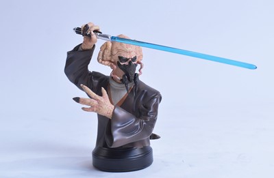Lot 309 - Gentle Giant Ltd. Star Wars Jango Fett, Grand Moff Tarkin, and Plo Koon Busts.