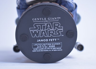 Lot 309 - Gentle Giant Ltd. Star Wars Jango Fett, Grand Moff Tarkin, and Plo Koon Busts.