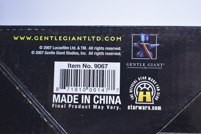 Lot 309 - Gentle Giant Ltd. Star Wars Jango Fett, Grand Moff Tarkin, and Plo Koon Busts.
