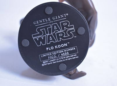 Lot 309 - Gentle Giant Ltd. Star Wars Jango Fett, Grand Moff Tarkin, and Plo Koon Busts.