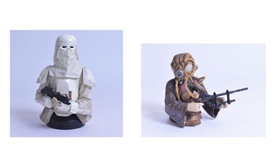 Lot 310 - Gentle Giant Ltd. Star Wars Snowtrooper and Zuckuss Mini Busts.