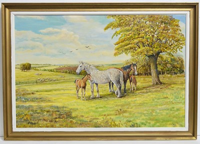 Lot 670 - Stanley Clark - Horses and Their Foals Grazing | oil