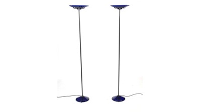 Lot 59 - Arteluce - Jill floor lamp: a pair of 1970s acrylic and blue glass standard lamp