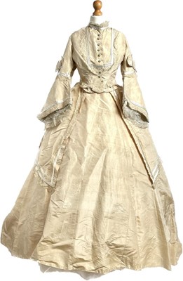 Lot 1123 - A Victorian four-piece champagne silk day dress