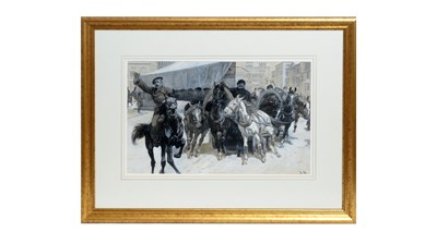 Lot 1050 - John Charlton - The arrival of a torpedo launcher in Vladivostok 1889 | gouache