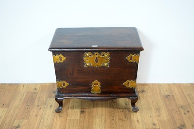 Lot 12 - A 17th Century style mahogany and brass-bound chest