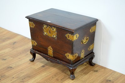 Lot 12 - A 17th Century style mahogany and brass-bound chest