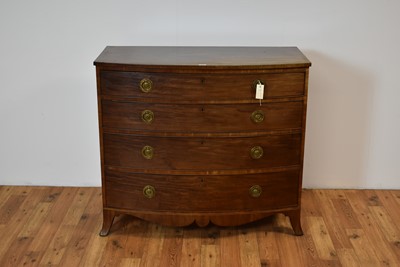 Lot 2 - A late Georgian bow fronted mahogany chest of drawers