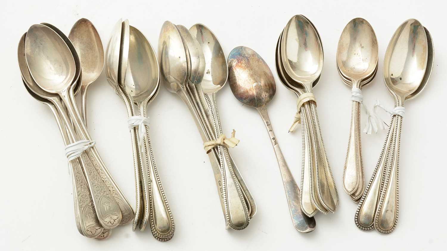 Lot 111 - A selection of silver teaspoons