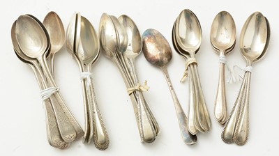 Lot 111 - A selection of silver teaspoons