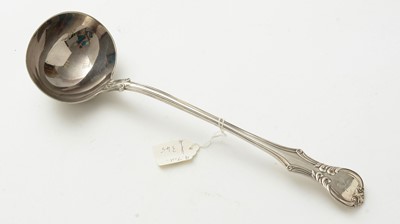 Lot 113 - A silver soup ladle