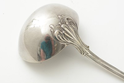 Lot 113 - A silver soup ladle