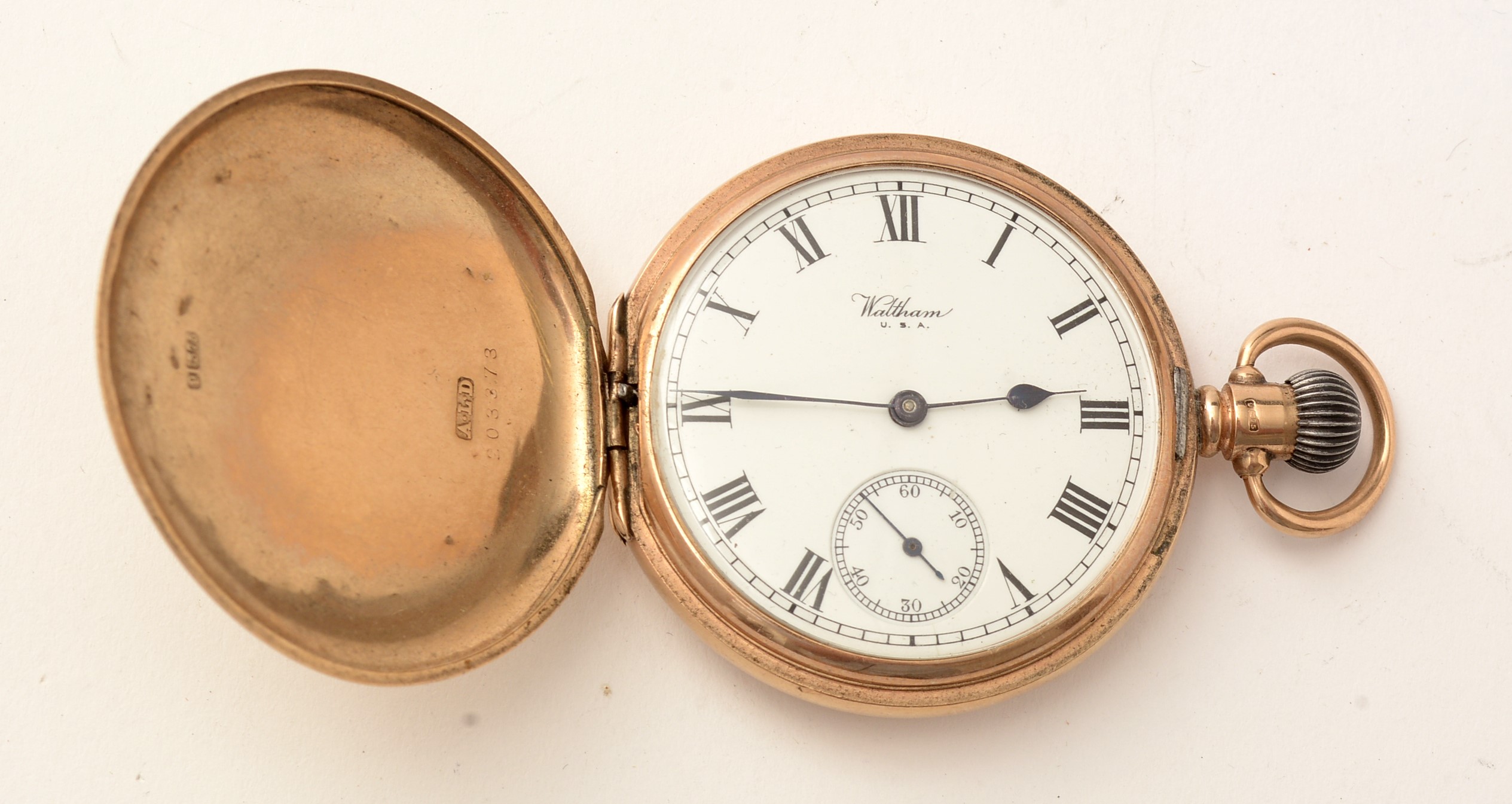 9ct gold waltham clearance full hunter pocket watch