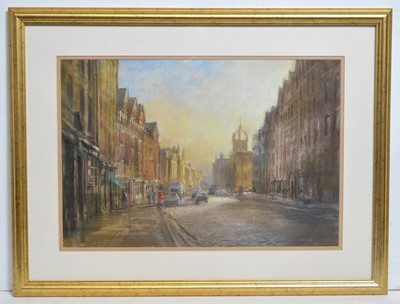 Lot 614 - Walter Holmes - Lawn Market and St. Giles Edinburgh | pastel