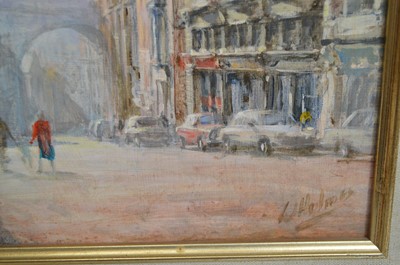 Lot 643 - Walter Holmes - A view down Dean Street, Newcastle-Upon-Tyne | oil