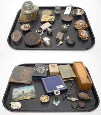 Lot 481 - A lignum vitae turned box and a selection of other small objects of virtu